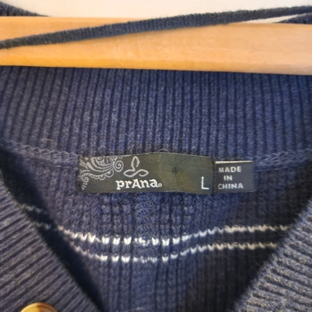 Prana organic cotton wool blend milani sweater dress size large navy stripe - Picture 11 of 13